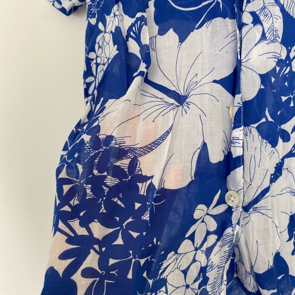 J Crew Short-Sleeve Pajama Top in Blue Floral - Picture 3 of 8